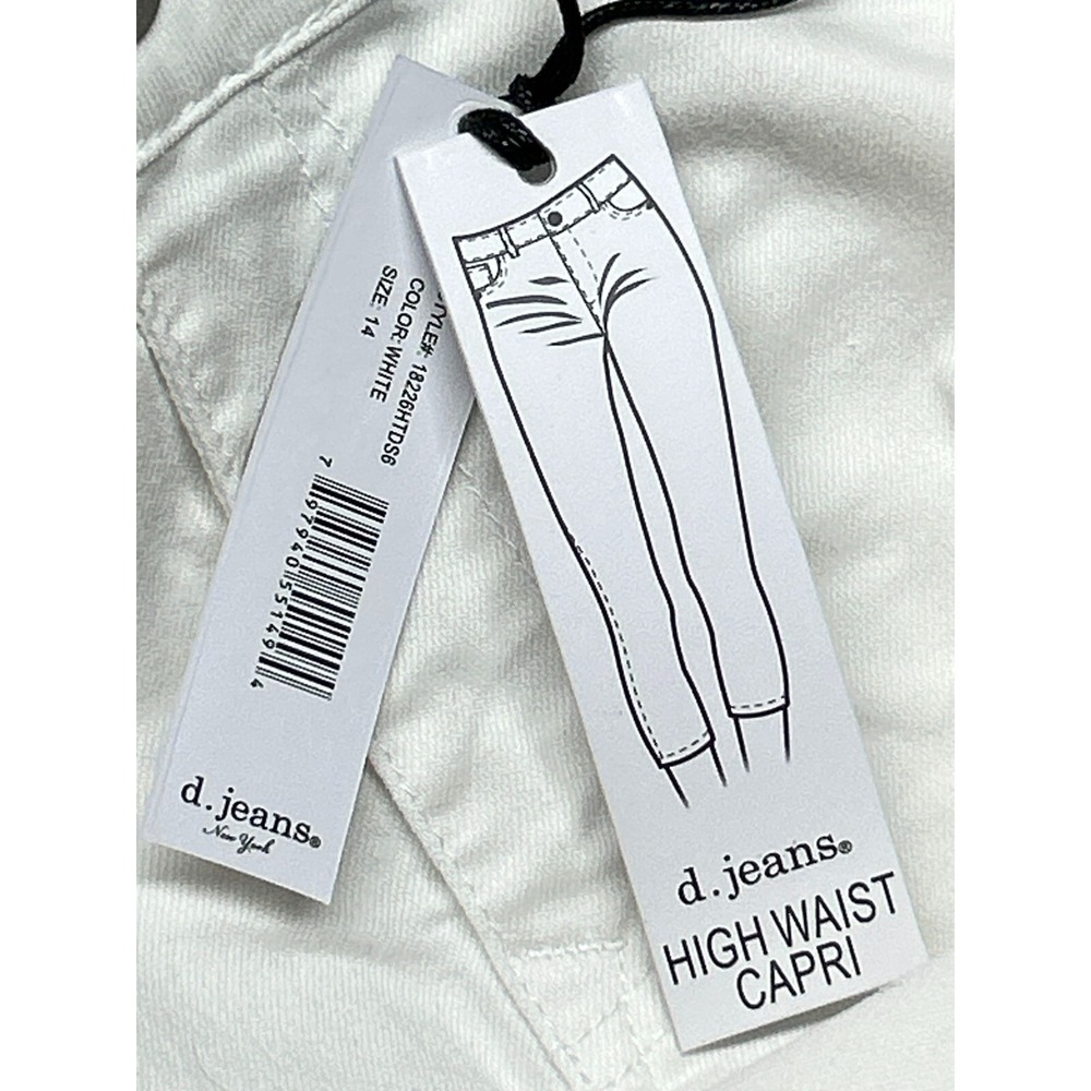 D Jeans Capri Pants Womens 14 White High Waist Modern Fit High Waist Solid New - Picture 11 of 13